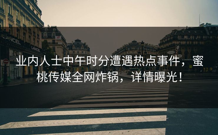 业内人士中午时分遭遇热点事件，蜜桃传媒全网炸锅，详情曝光！