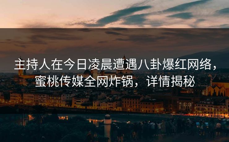 主持人在今日凌晨遭遇八卦爆红网络，蜜桃传媒全网炸锅，详情揭秘