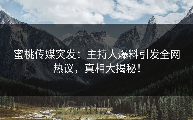 蜜桃传媒突发：主持人爆料引发全网热议，真相大揭秘！