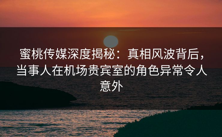 蜜桃传媒深度揭秘：真相风波背后，当事人在机场贵宾室的角色异常令人意外