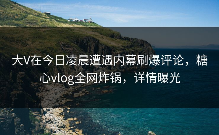 大V在今日凌晨遭遇内幕刷爆评论，糖心vlog全网炸锅，详情曝光