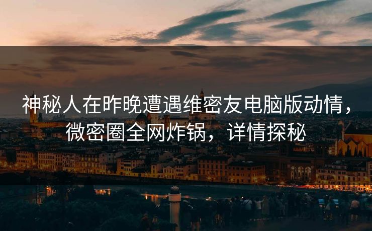 神秘人在昨晚遭遇维密友电脑版动情，微密圈全网炸锅，详情探秘