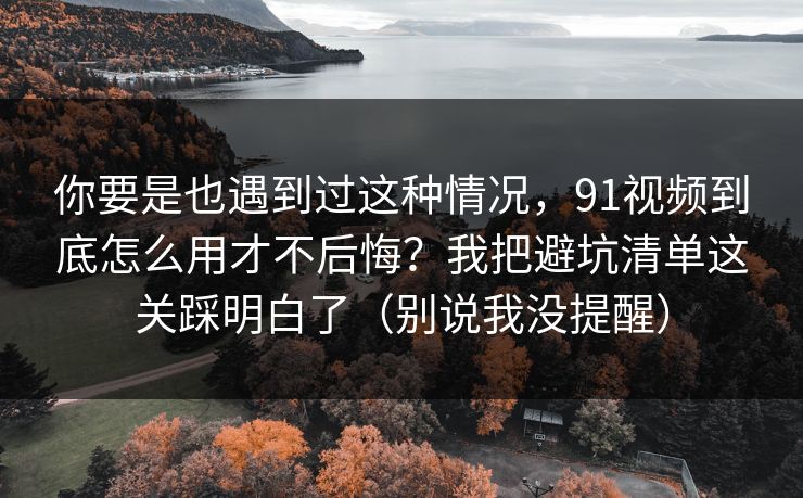 你要是也遇到过这种情况，91视频到底怎么用才不后悔？我把避坑清单这关踩明白了（别说我没提醒）